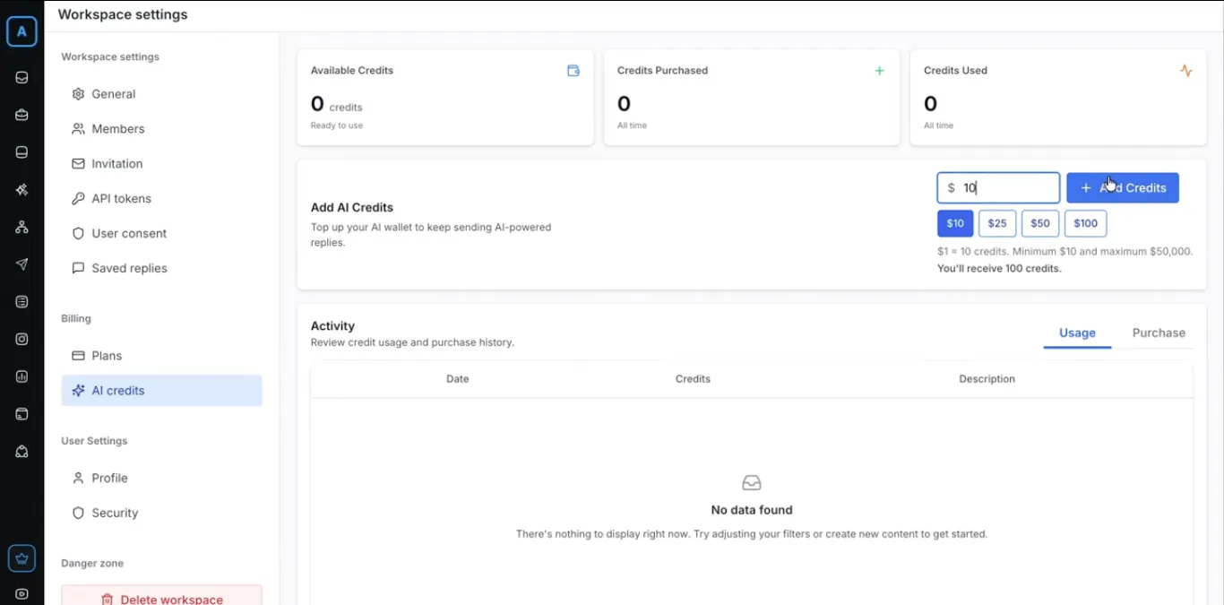 add ai credits