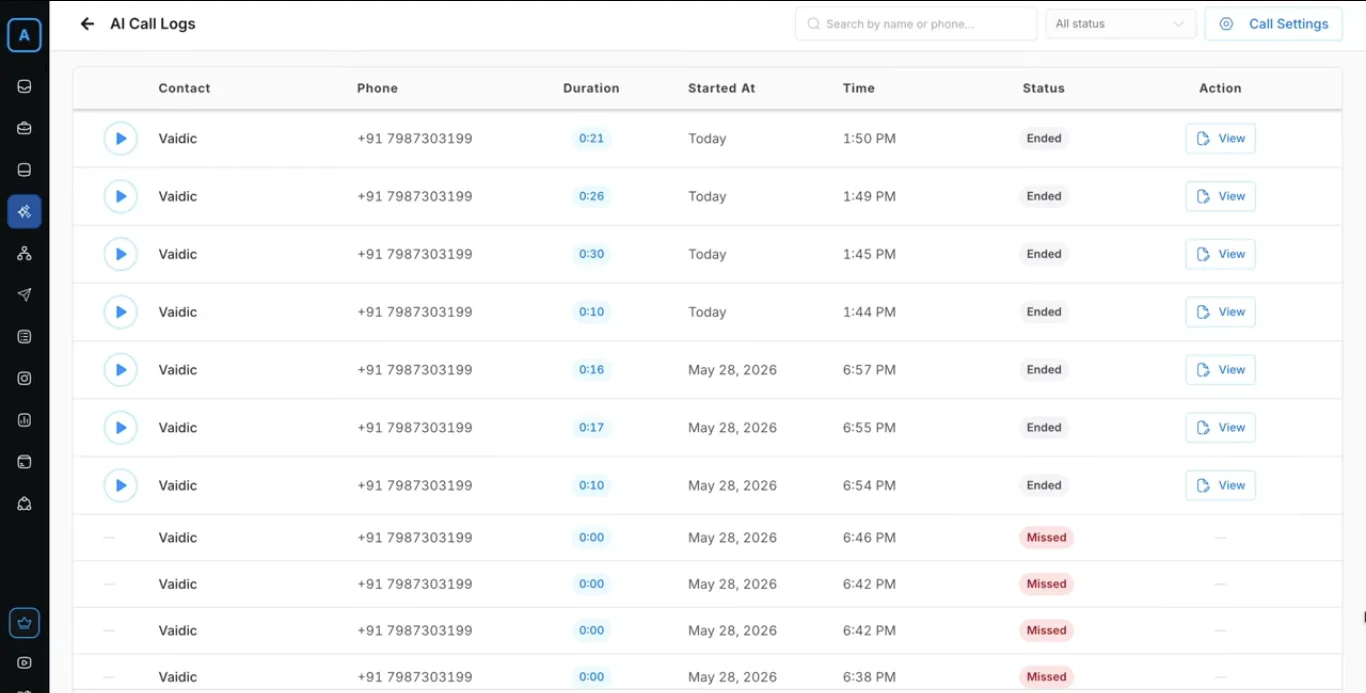 ai call log history