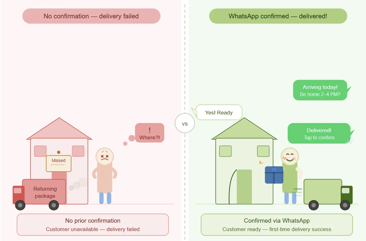 Logistics delivery confirmation and customer engagement through WhatsApp
