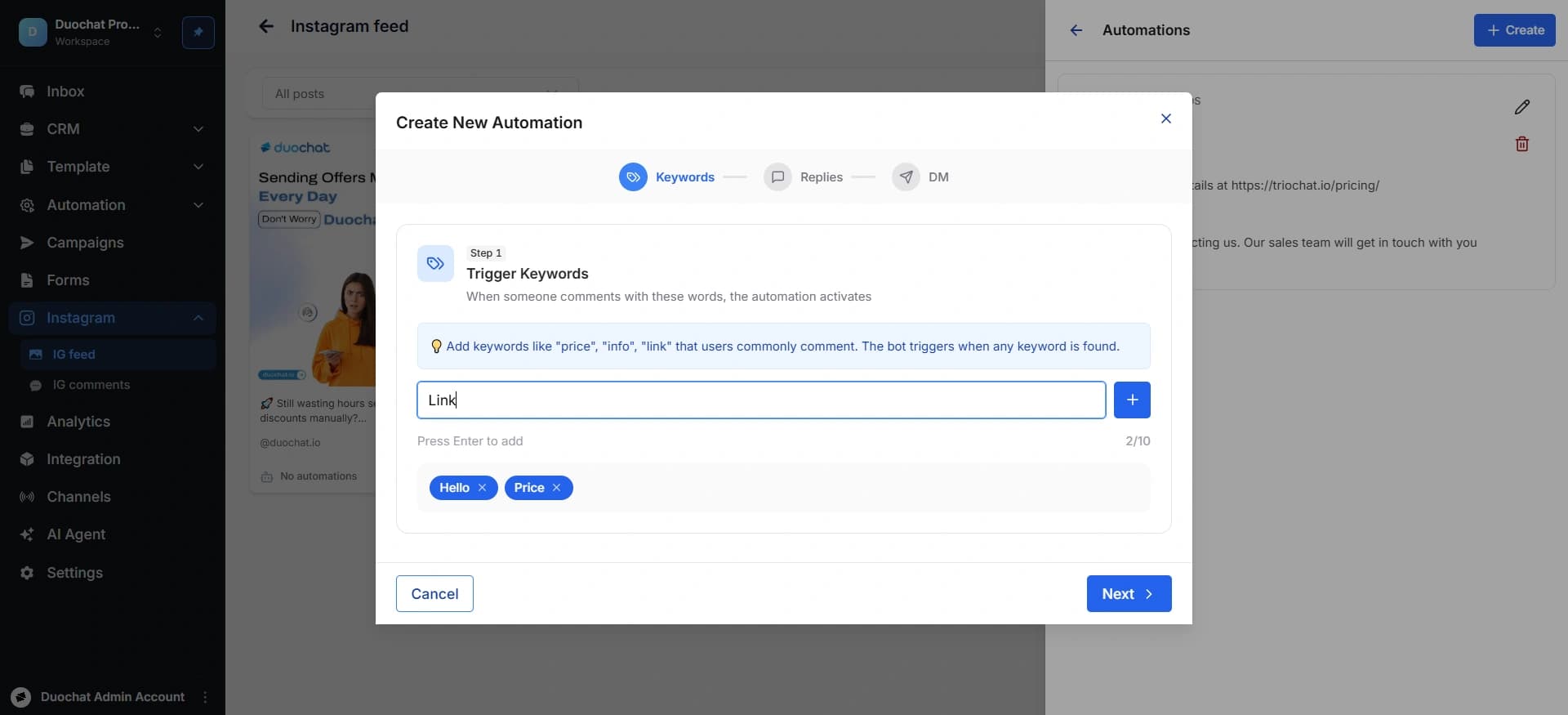 duochat automation step one