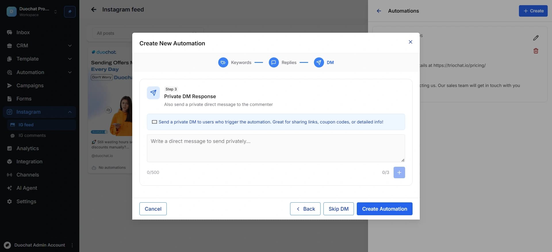 duochat automation step three