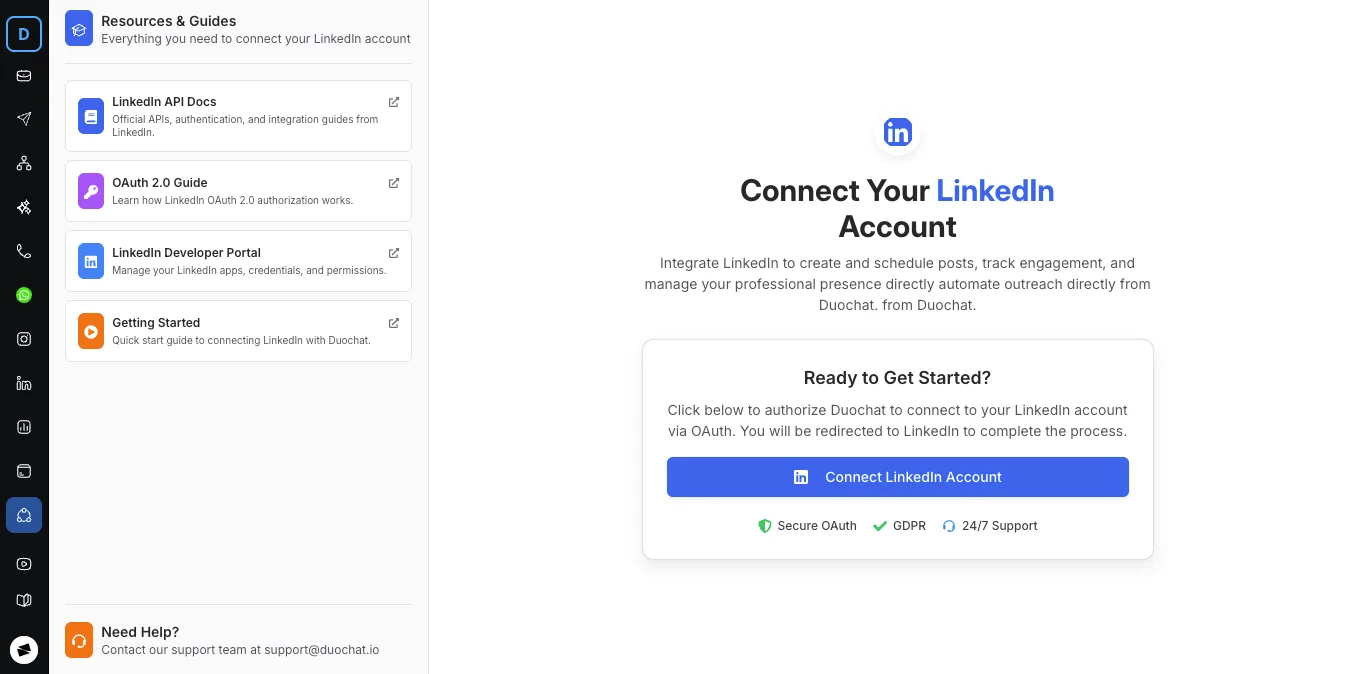 Connect LinkedIn account