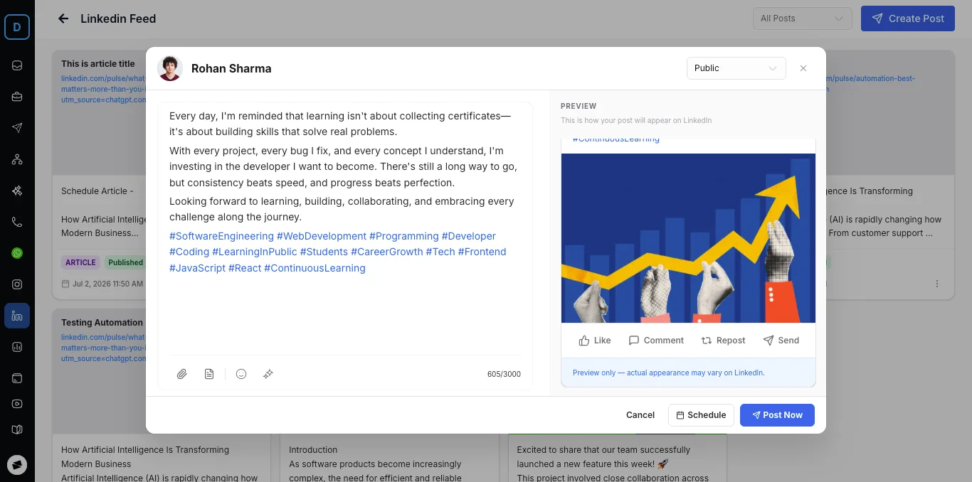 Upload LinkedIn images